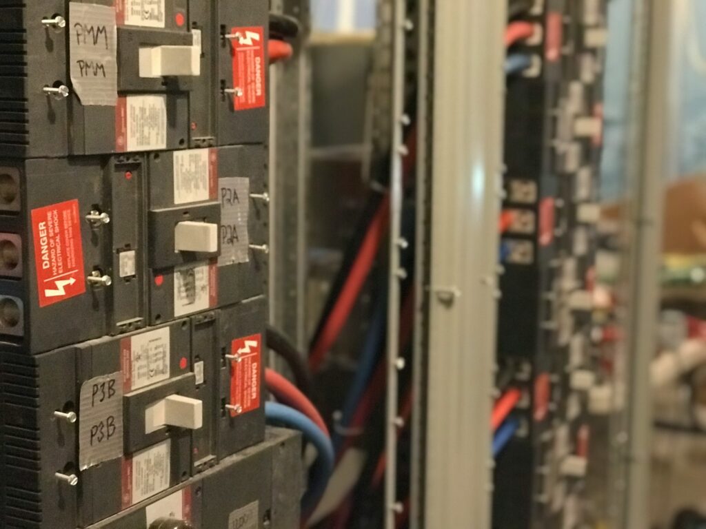 Multiple Breakers in Electrical Switchgear Equipment and Wires